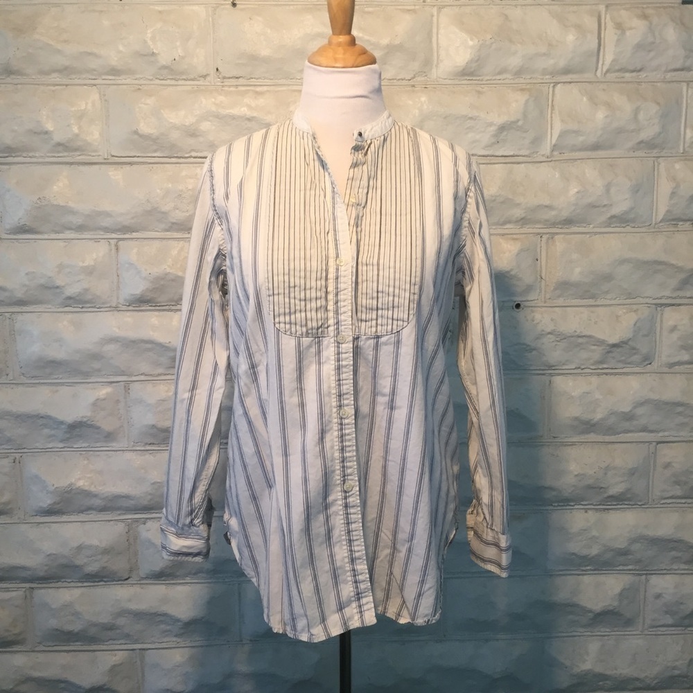 Lauren Ralph Lauren Poplin Button Down Shirt XL Striped Tuxedo Front Career Offi